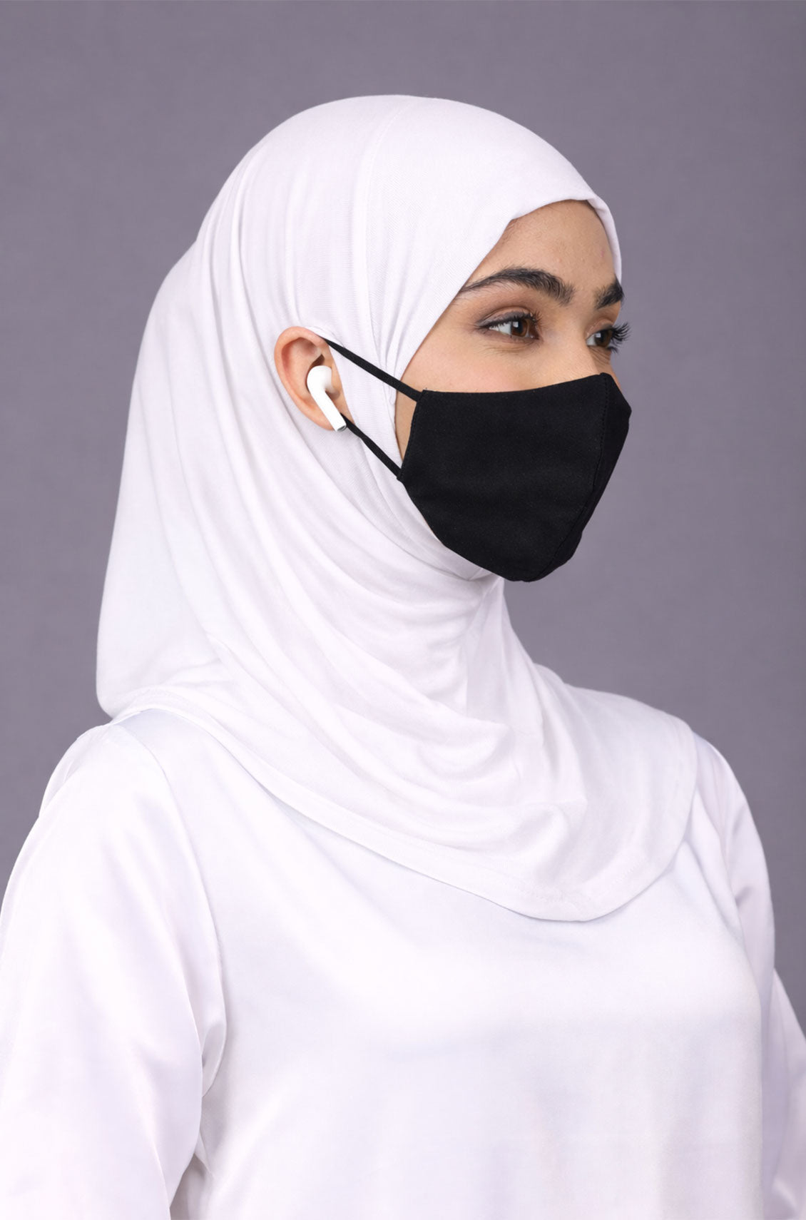 Ear Slit Full Coverage Under Scarf White