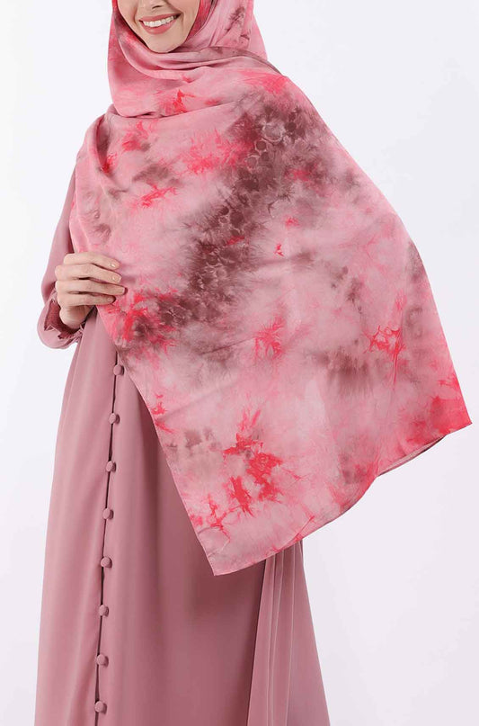 Pink Rayon Cotton Tie Dye Hijab