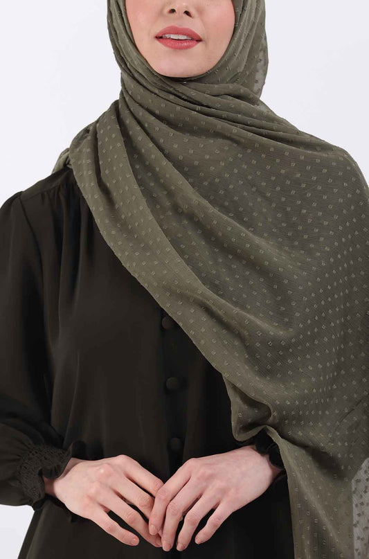 Self Boota Olive Chiffon Hijab