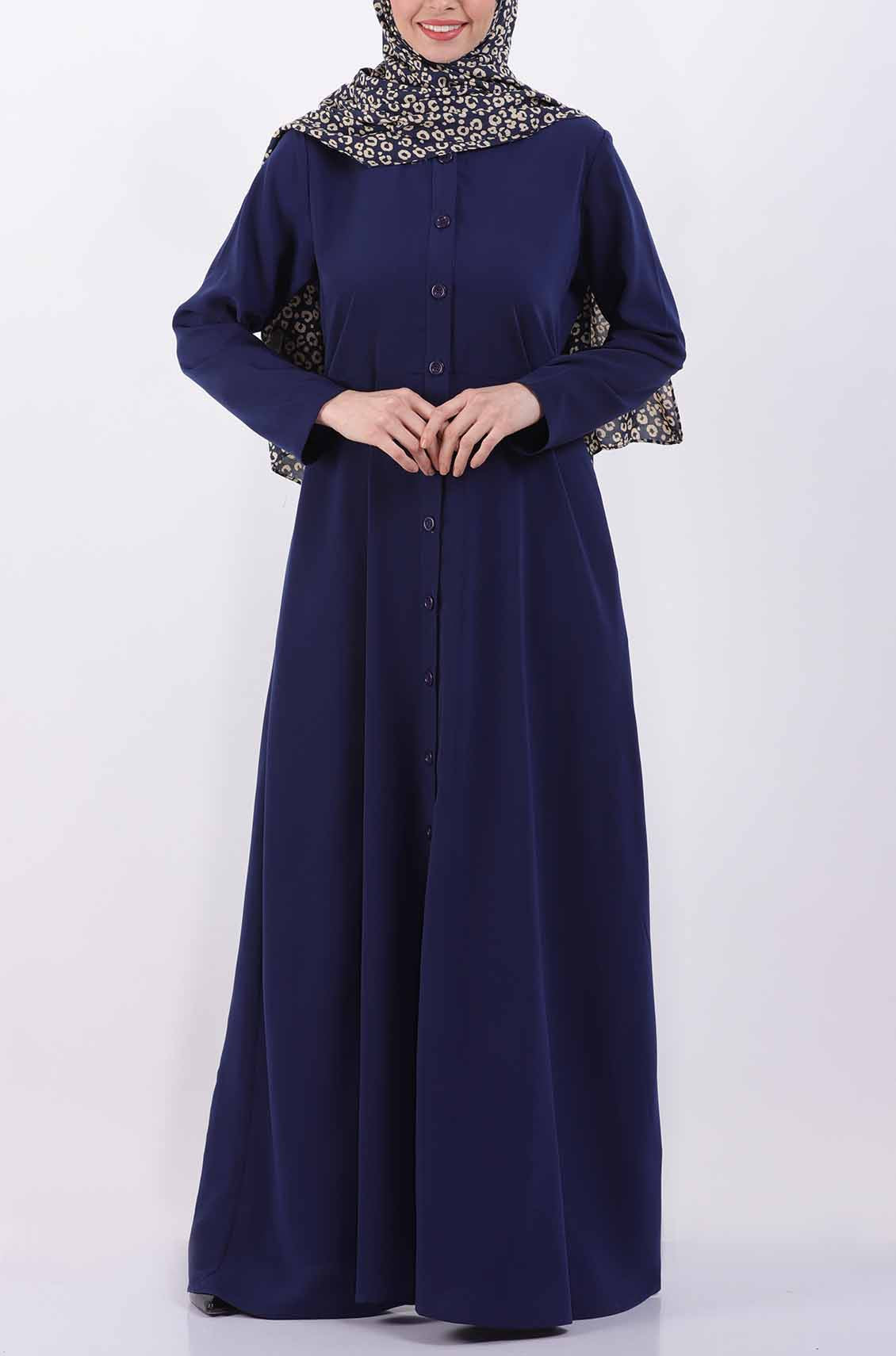 Persian Blue Waist Flared Simple Abaya