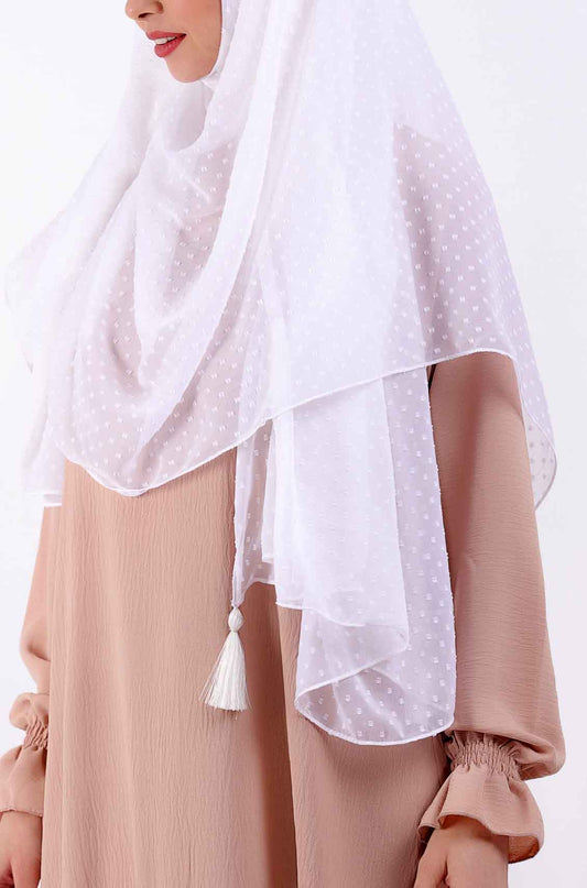 Self Boota White Chiffon Hijab