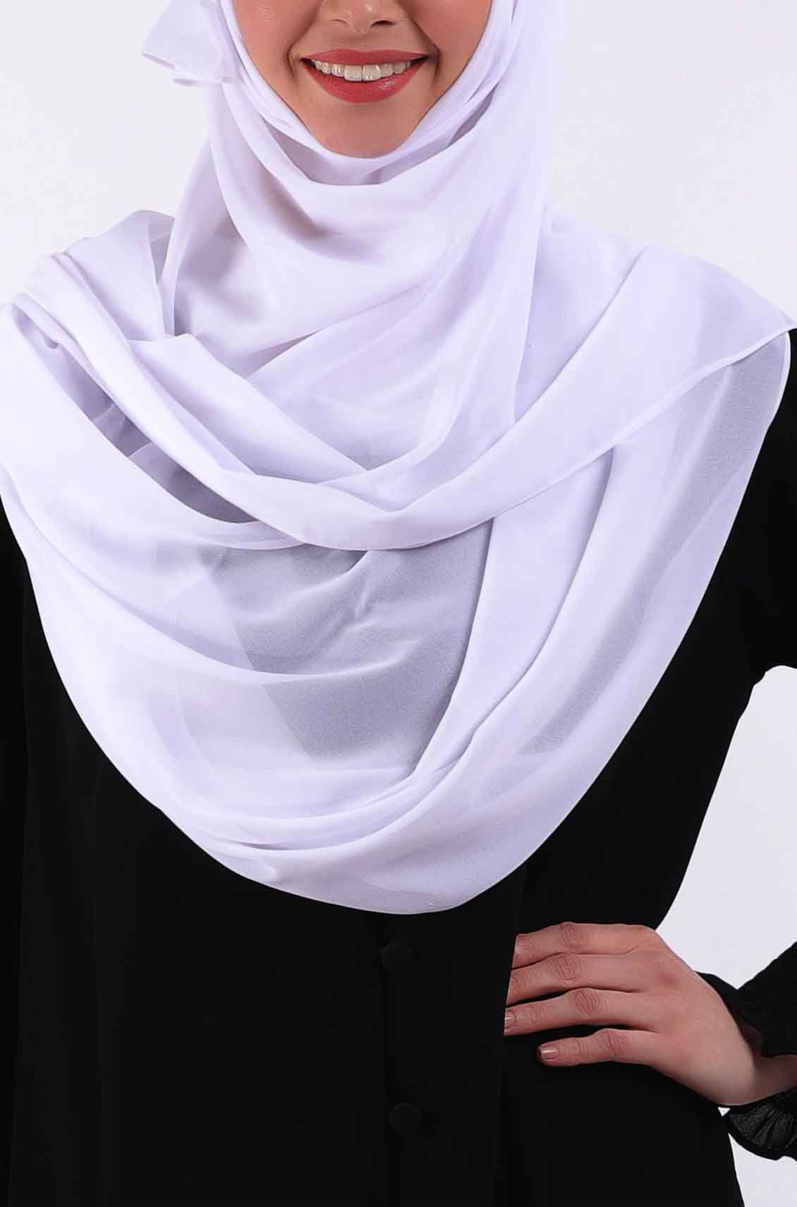 White Georgette Plain Hijab