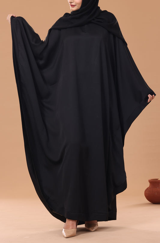 Black Satin Frill Kaftan